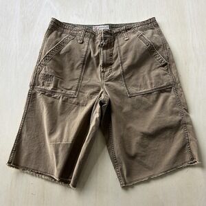 Y2K Cargo Supply Cargo Shorts Mens 32 Brown Canvas Drawstring Utility Workwear